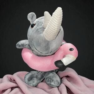 Rhino in Flamingo Float Plush 12" Stuffed Animal Summer Pool Party Nursery Decor